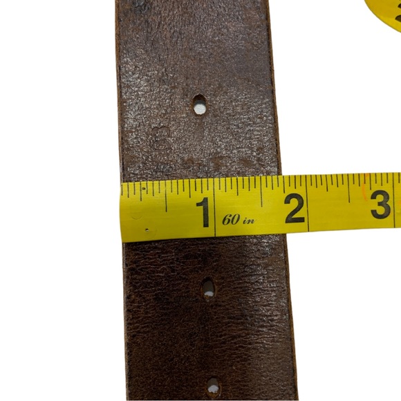 Vintage Leather Braided Belt Burnished Distressed Brass Buckle Sz M Brown - Picture 6 of 10